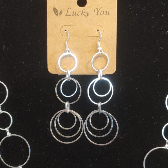 NWT Hoop Style Silver Necklace and Earrings Set - Picture 2 of 6